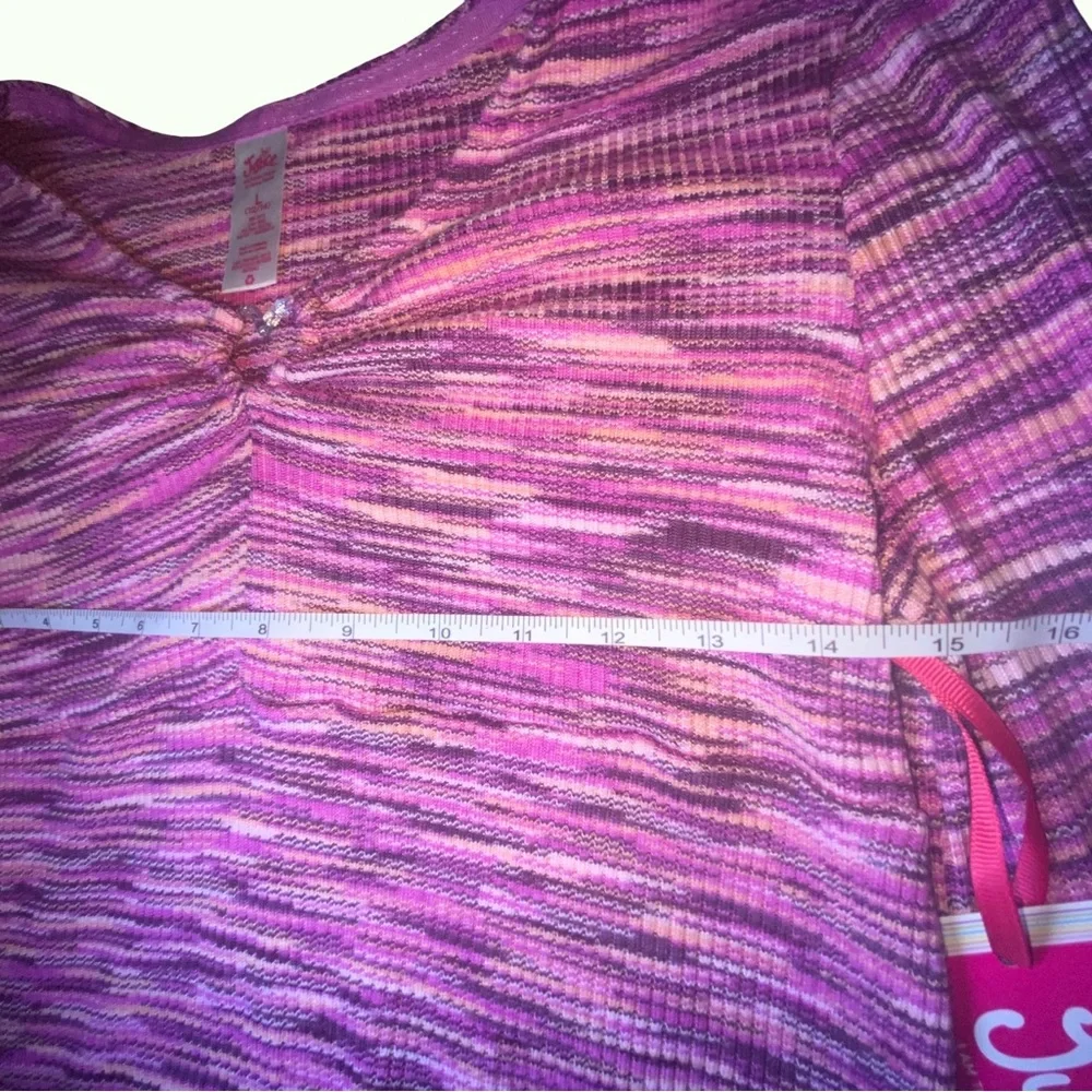 Justice Pink and Purple Long Bell‎ Sleeve Wrap Blouse